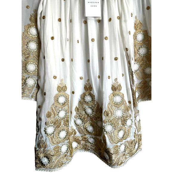 NWT Endless Rose White and Gold OFF SHOULDER Dress SZ XS - Picture 2 of 8